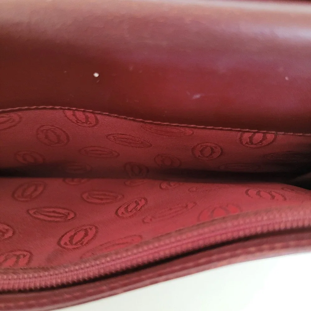 Cartier Must de Cartier Burgundy Leather Long Bifold Wallet Gold Corners Italy